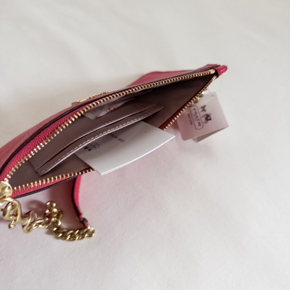 NWT Coach Red Leather Chain Wristlet - Picture 5 of 6